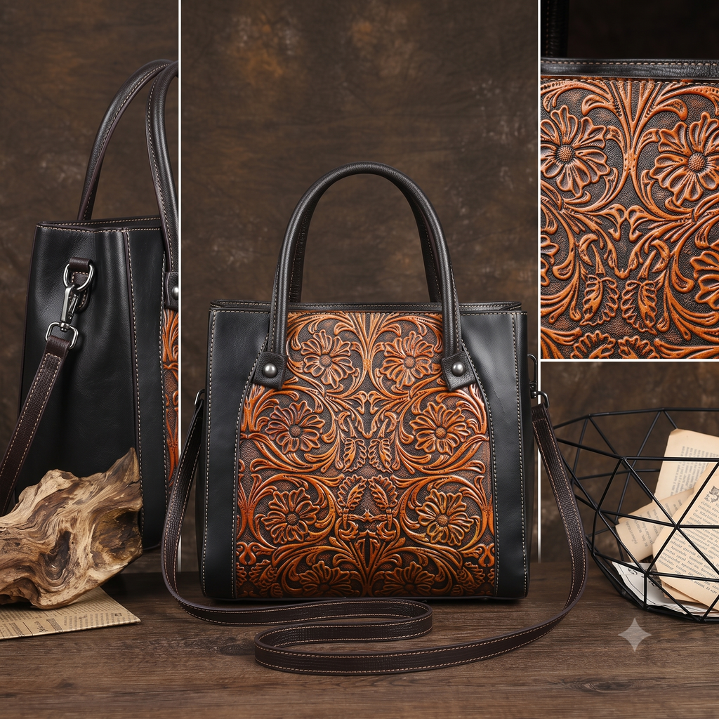 Hand-Carved Single Shoulder Bag