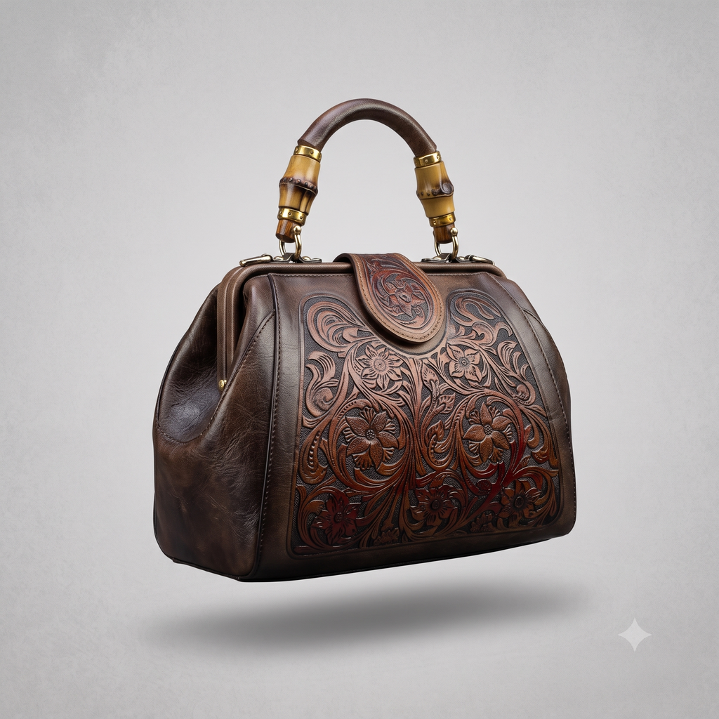 Retro Embossed Leather Shoulder Bag