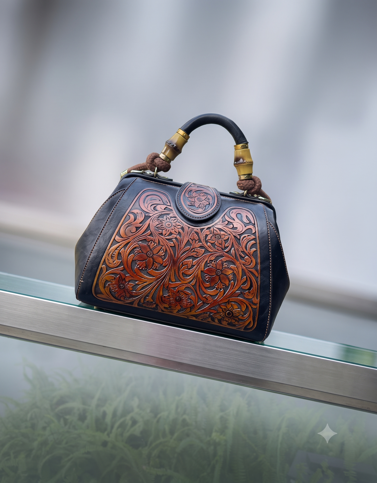 Retro Embossed Leather Shoulder Bag