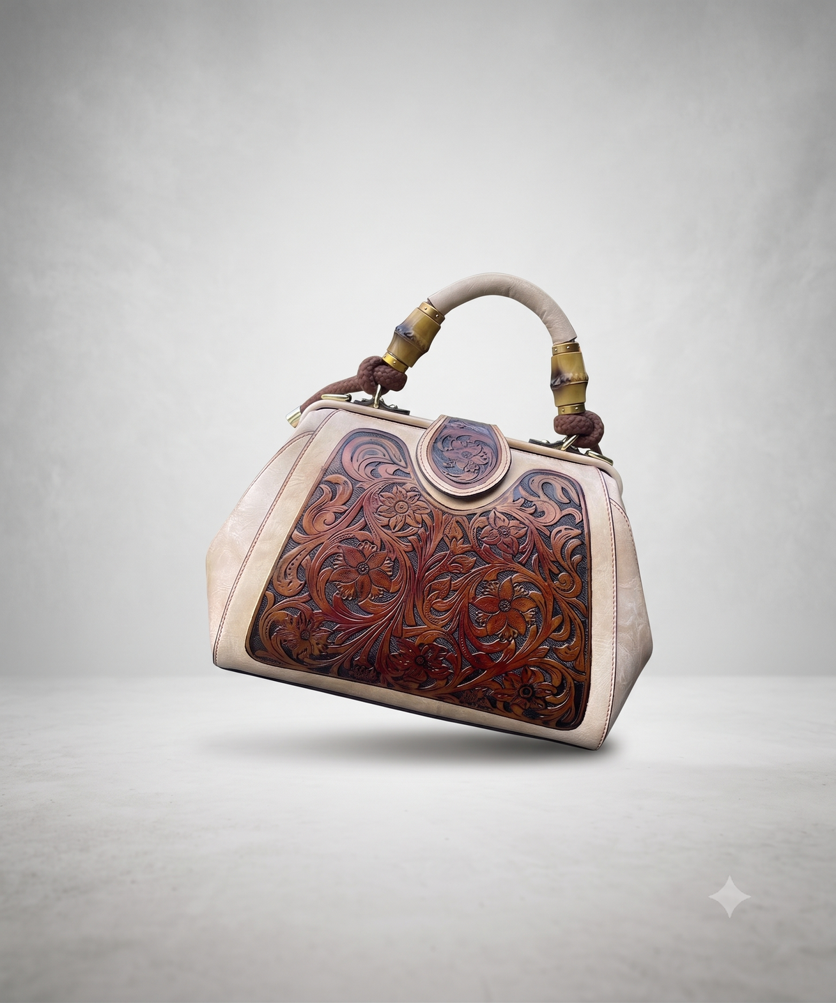 Retro Embossed Leather Shoulder Bag