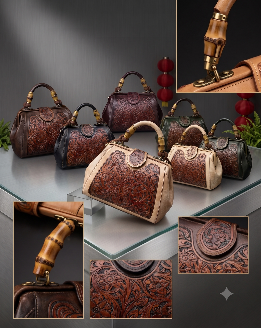 Retro Embossed Leather Shoulder Bag